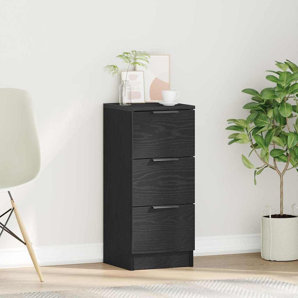 Walplus Engineered Wood 3 Drawer Sideboard - Black Oak - 30 x 30 x 70 cm