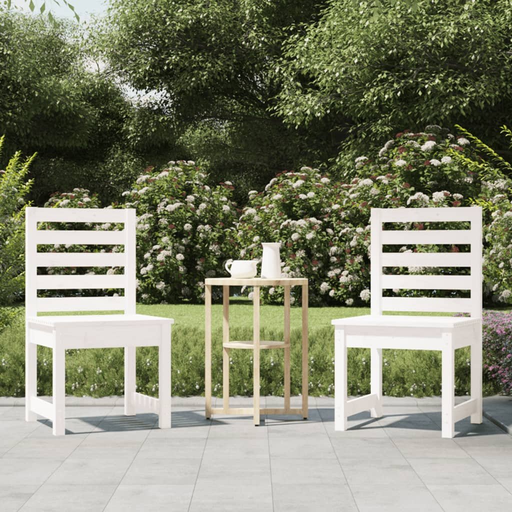 Walplus 2 Piece Wood Garden Chairs - White - 50 x 48 x 91.5 cm