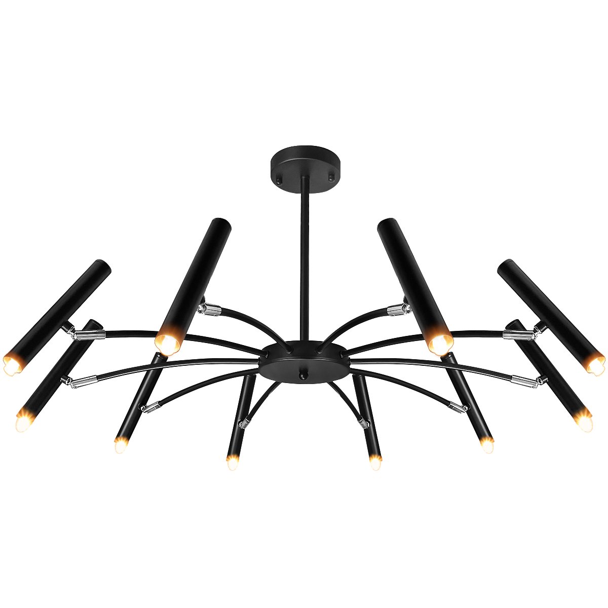 Energy Light Bulbs LED 10 Light Sputnik Cluster Adjustable Ceiling Light - Black