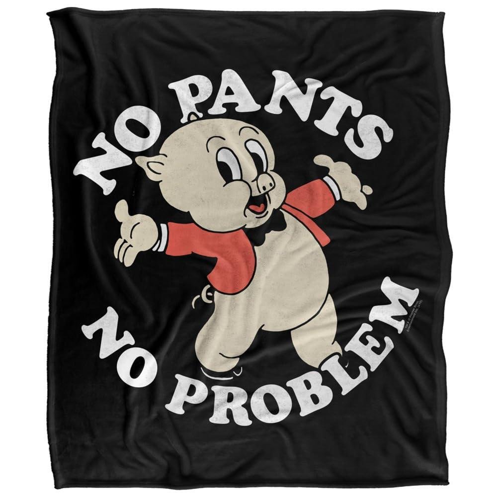 Looney Tunes Porky Pig No Pants No Problem Blanket - 152cm x 127cm