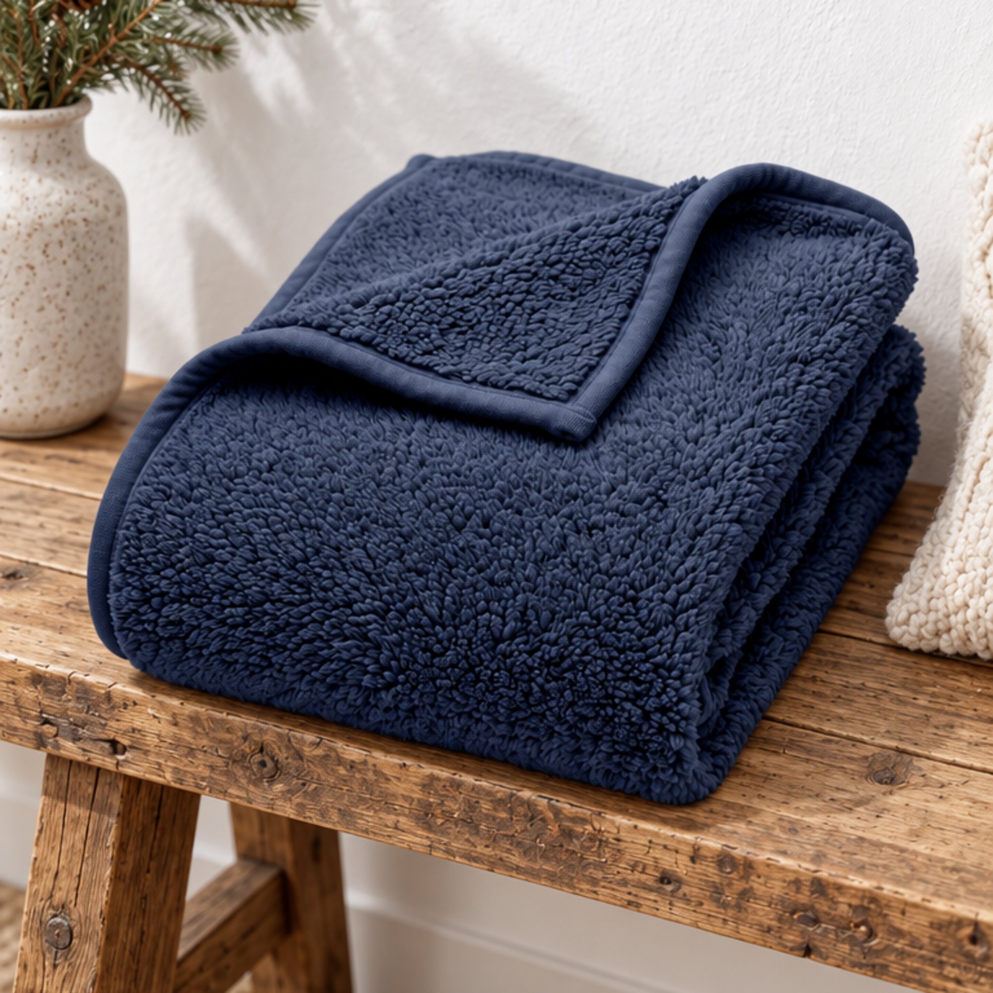 Deyongs Luxury Soft Teddy Fleece Throw Blanket 130x170cm Borgan - Loch Blue