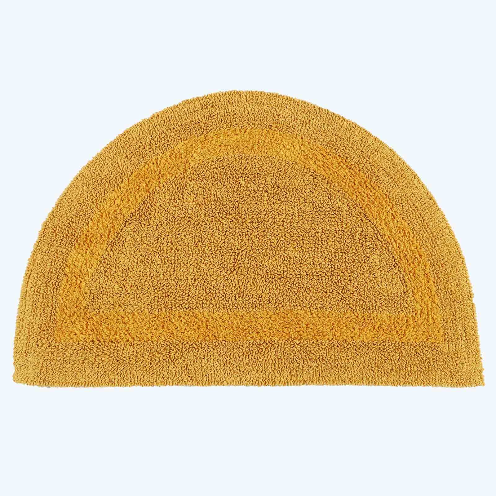 Homescapes Cotton Reversible Semi Circle Bath Mat - Mustard Yellow
