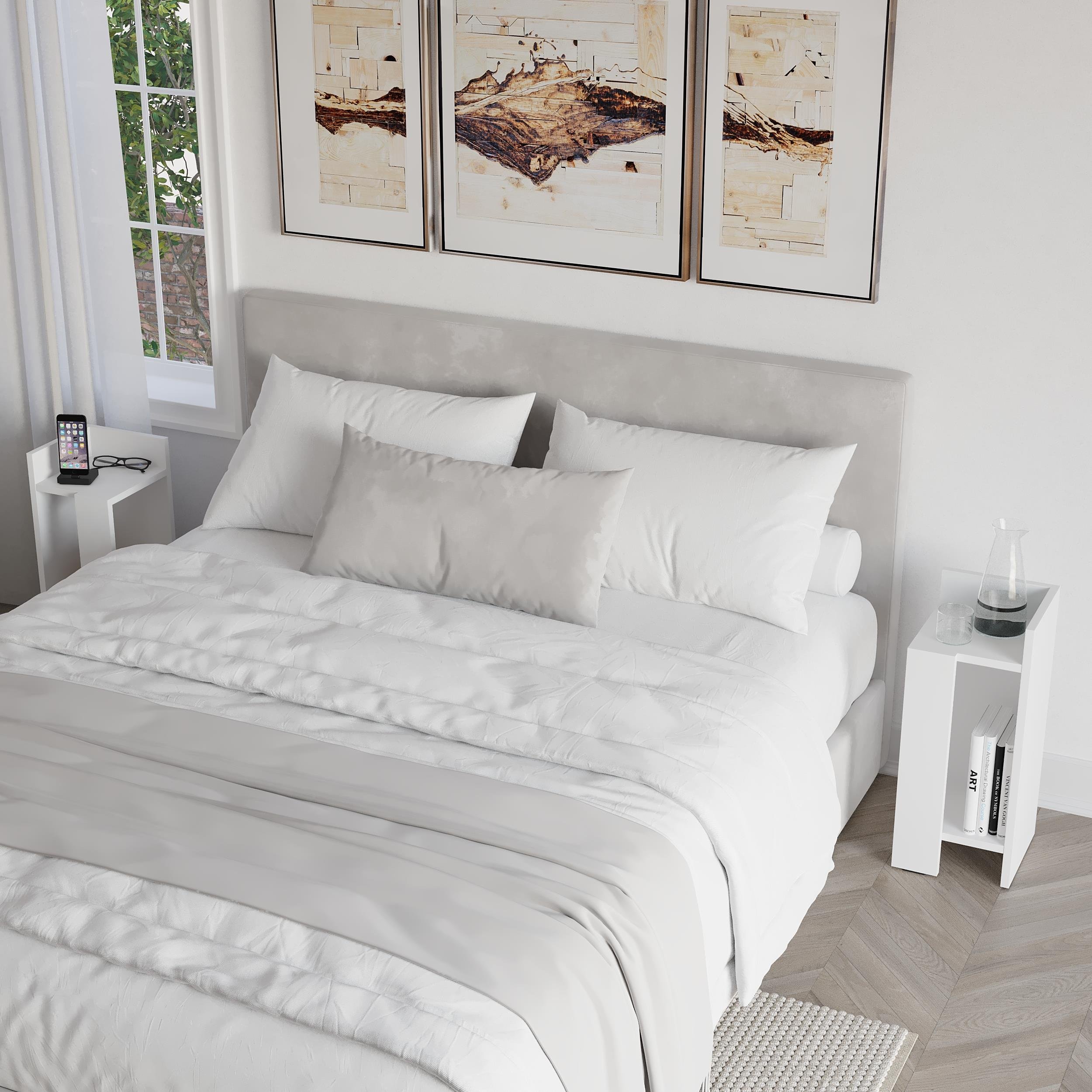 Decortie ElosSet Particleboard Bedside Table - White