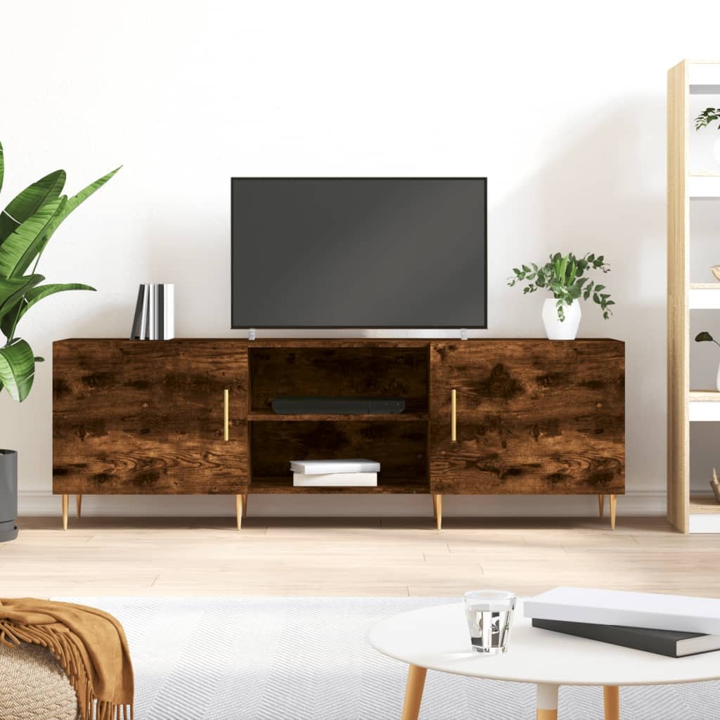 Walplus Engineered Wood TV Cabinet - Dark Oak - 150 x 30 x 50 cm