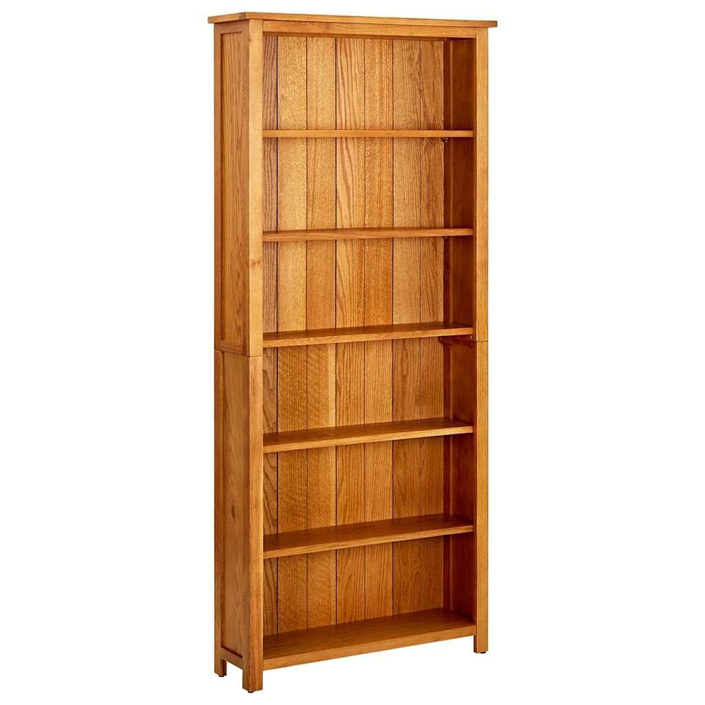 Walplus 6 Tier Solid Oak Bookcase - Brown - 80 x 22.5 x 180 cm