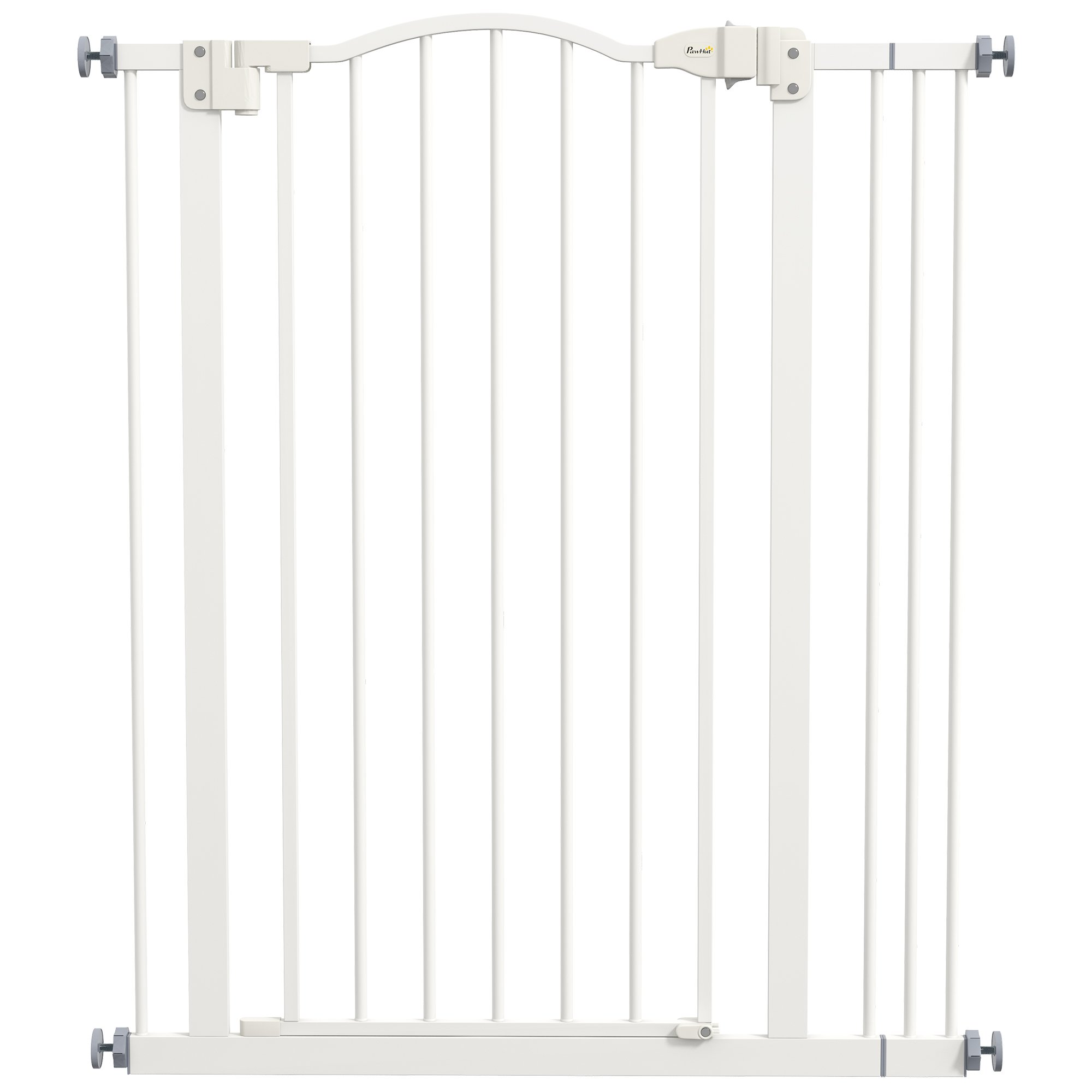PawHut Pressure Fit Auto Close Dog Stair Gate - 74-87cm x 94cm - White