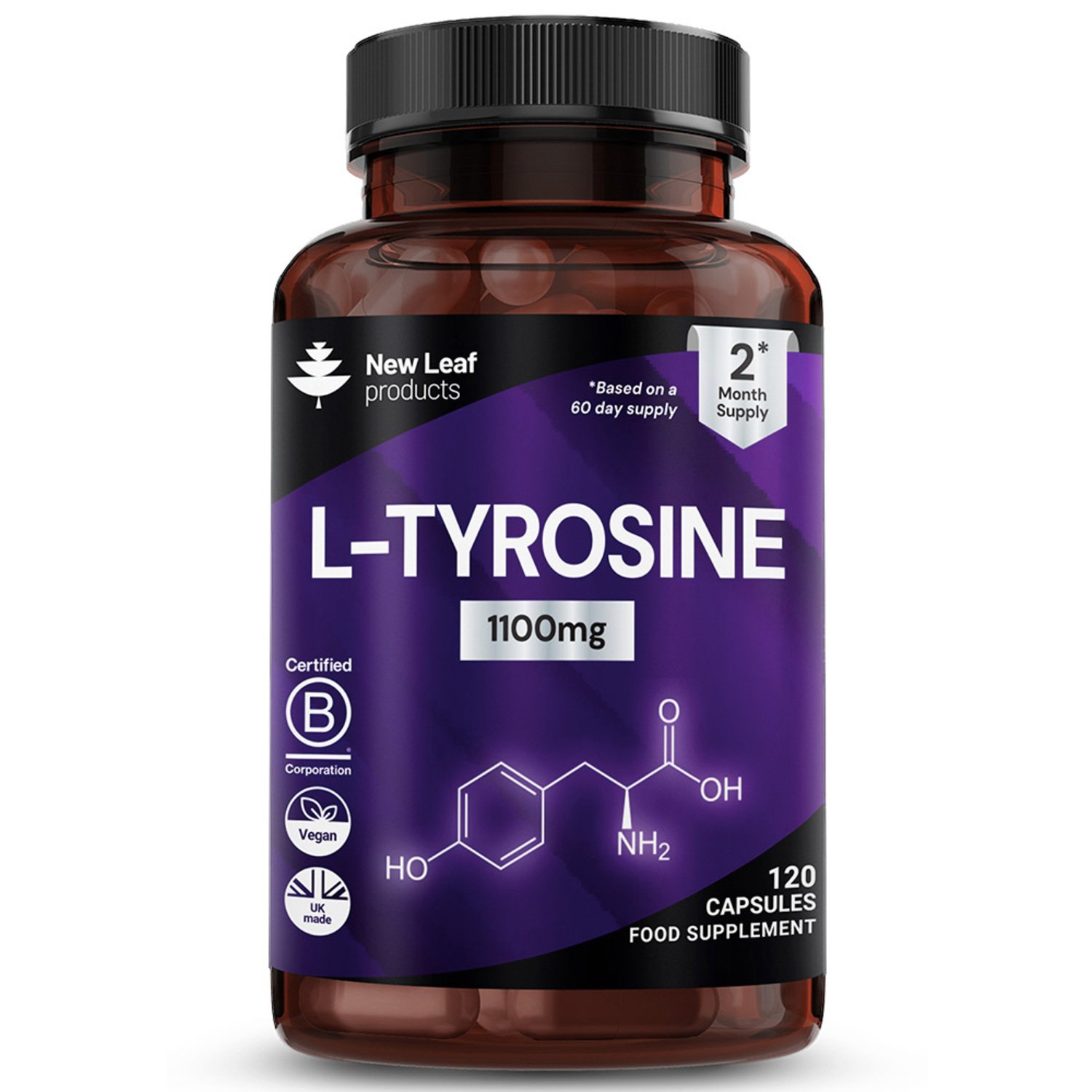 New Leaf L-Tyrosine 1100mg Amino Acid Supplements - 120 Capsules