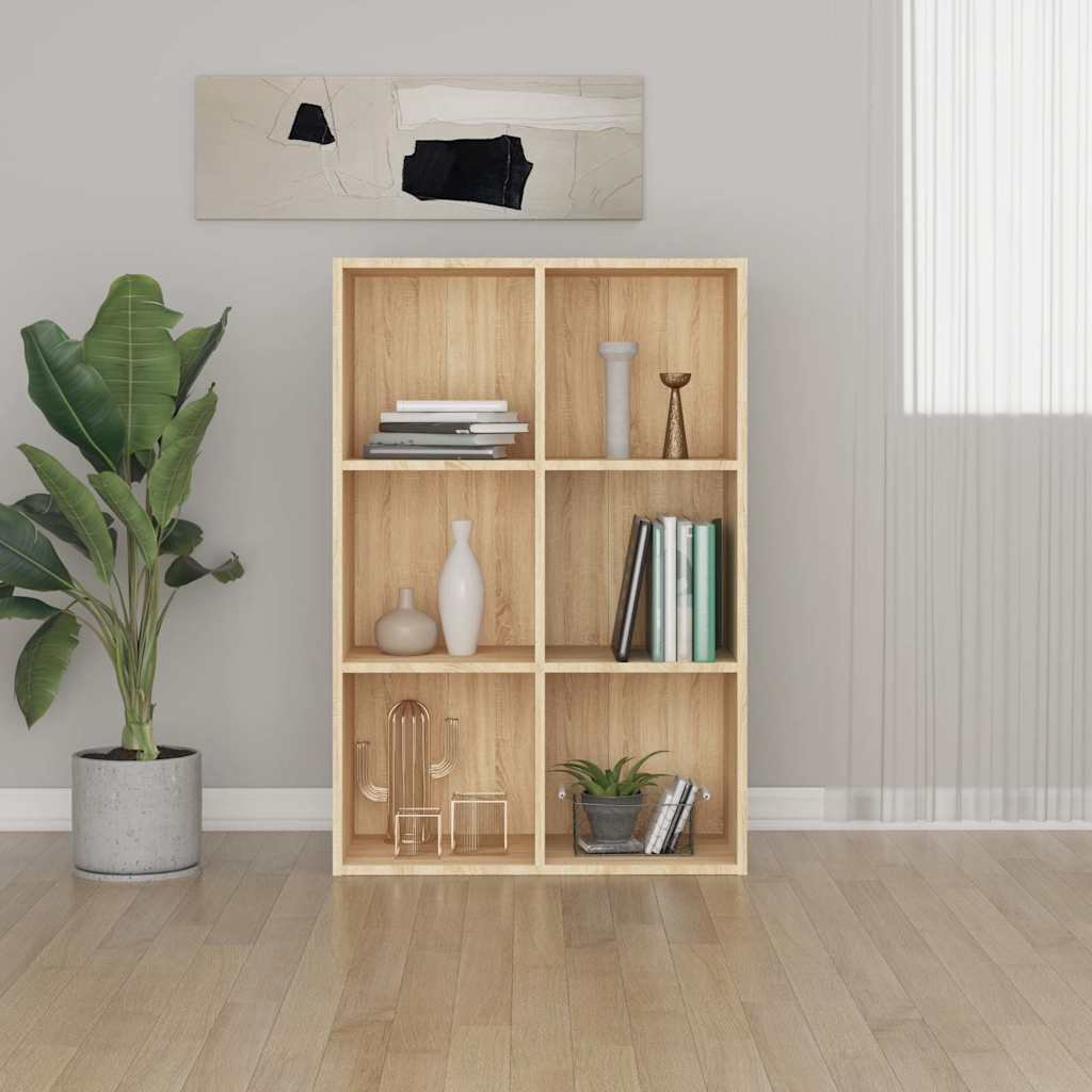 Walplus 6 Compartment Book Cabinet - Light Oak - 66 x 30 x 98 cm