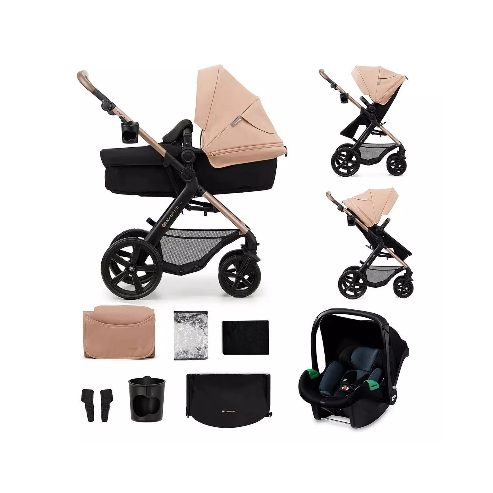 Kinderkraft Moov 2 3-in-1 Travel System - Beige