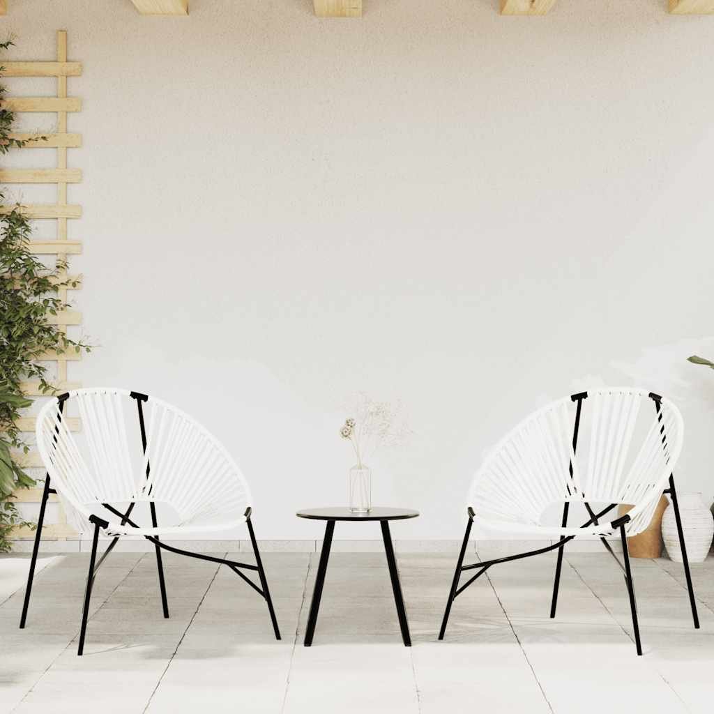 Walplus 3 Piece Rattan Garden Chair Set - Black and White - 77 x 68.5 x 82 cm