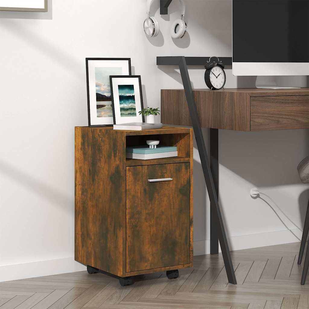 Walplus Engineered Wood Lockable Cabinet - Dark Oak - 33 x 38 x 60 cm