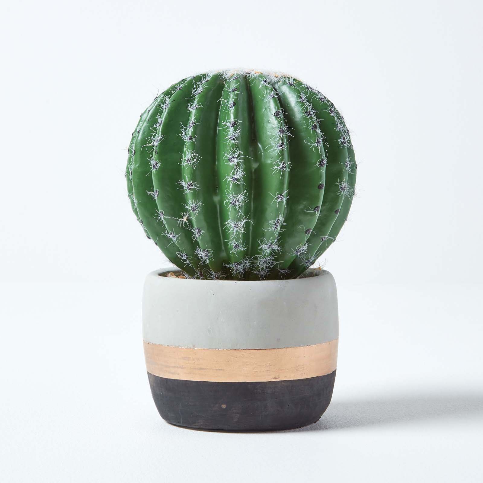 Homescapes Polyfoam Golden Barrel Cactus Artificial Plant - Green