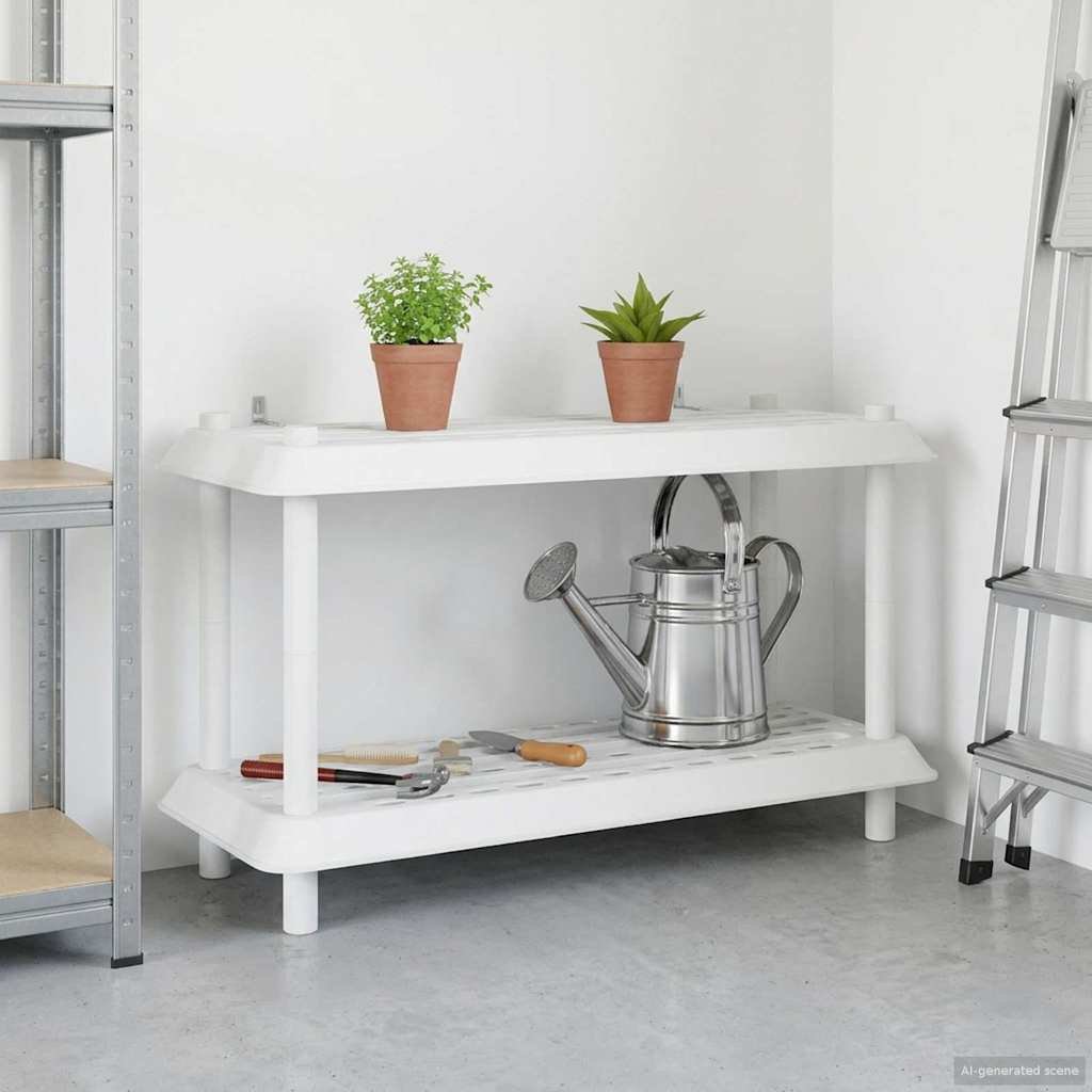 Walplus 2 Tier Shelving Unit - White - 100 x 40 x 55.5 cm