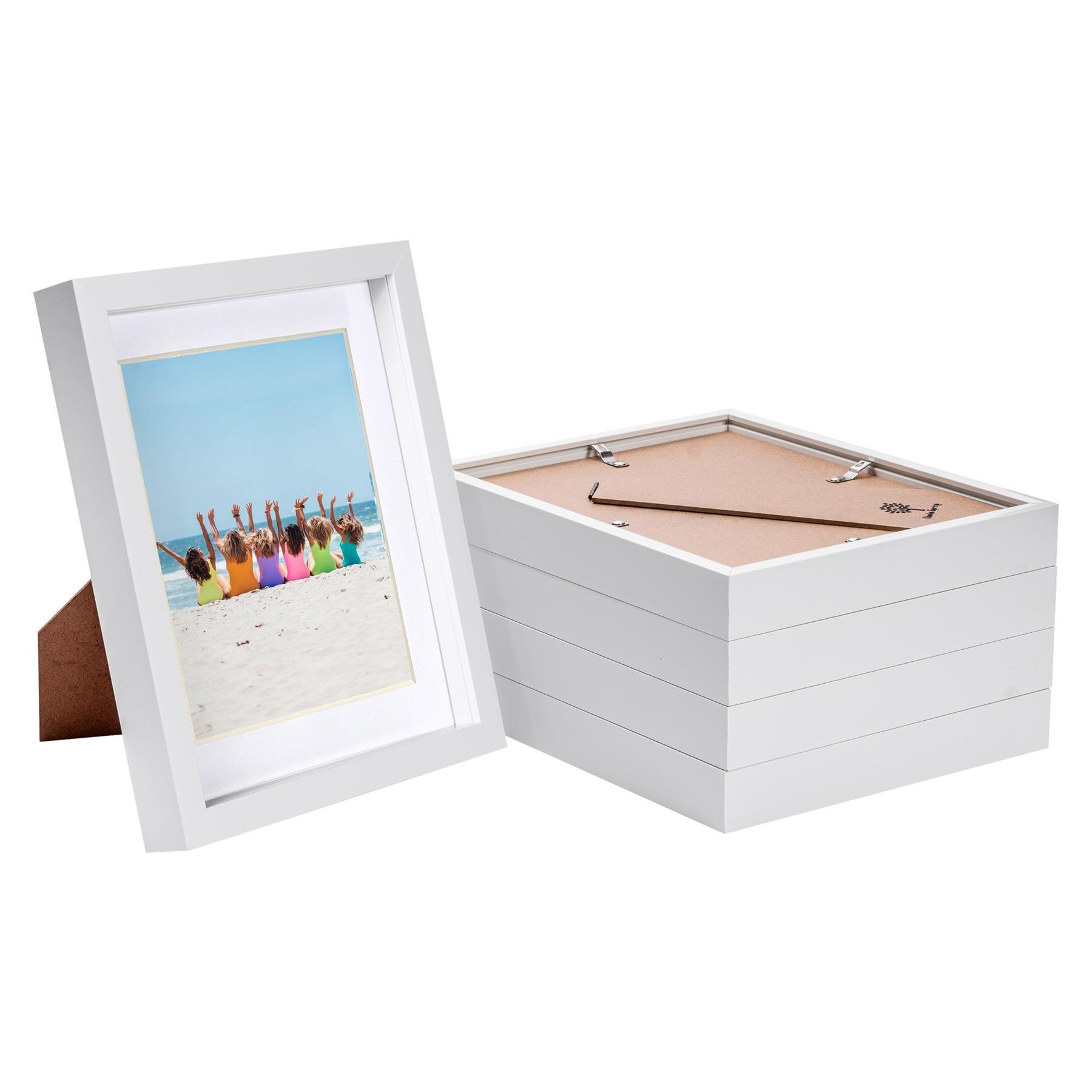 Nicola Spring 8 x 10" 3D Photo Box Frames with 5 x 7" White Mount (5x) - White