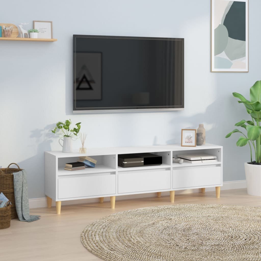 Walplus Engineered Wood TV Cabinet - White - 150 x 30 x 44.5 cm