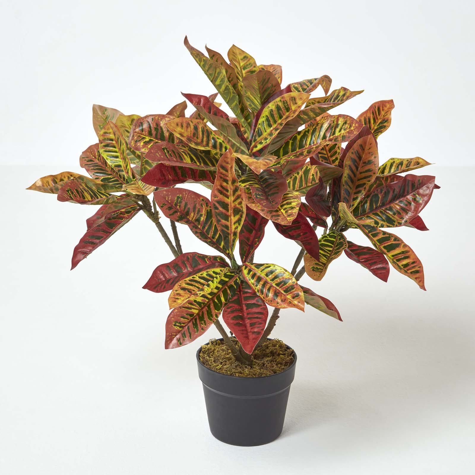 Homescapes Handcrafted Artificial Croton Plant with Pot - Red