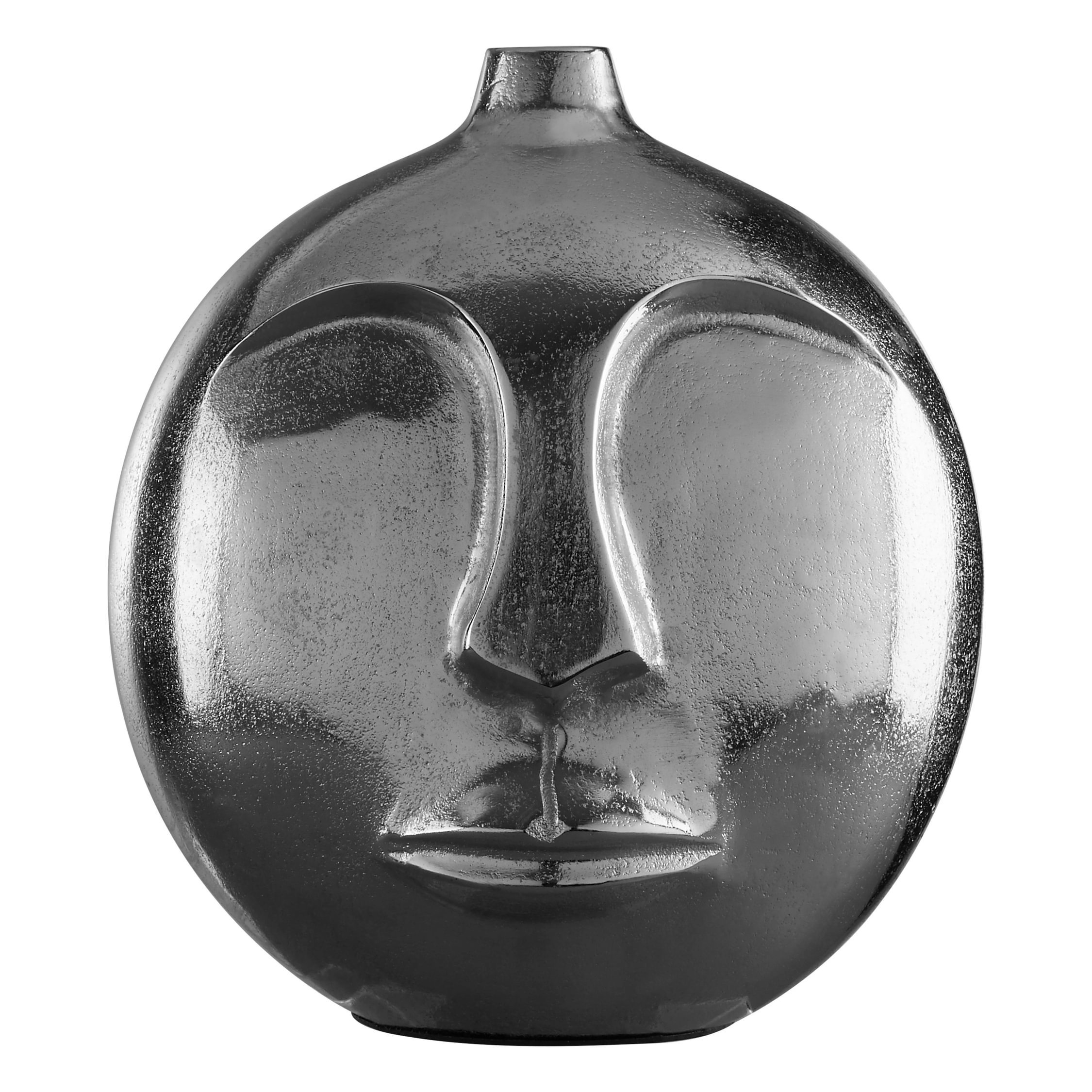 Orsina Viso Large Face Round Vase - Silver