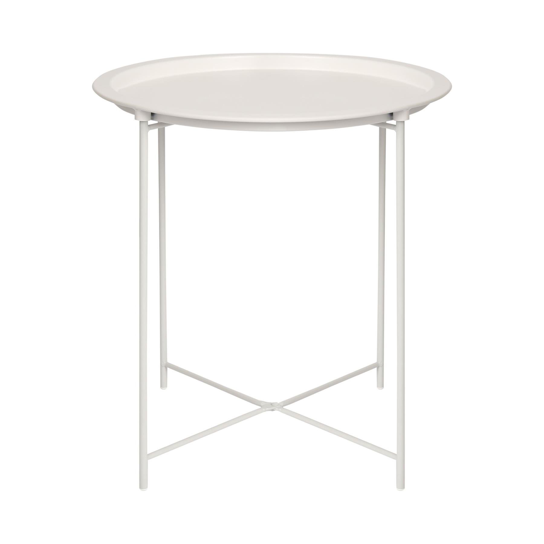 Harbour Housewares Round Steel Tray Table - Matt White