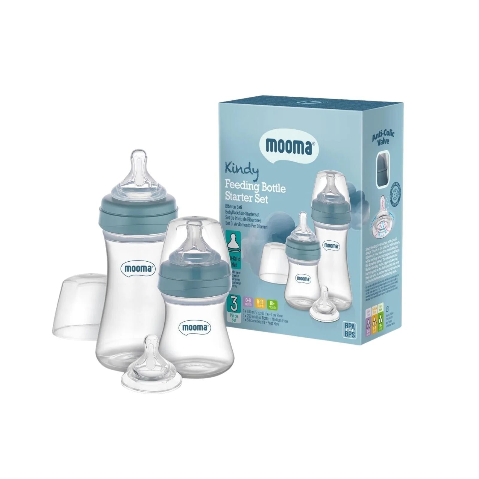Mooma Kindy Feeding Bottle Starter Set - Ball Blue