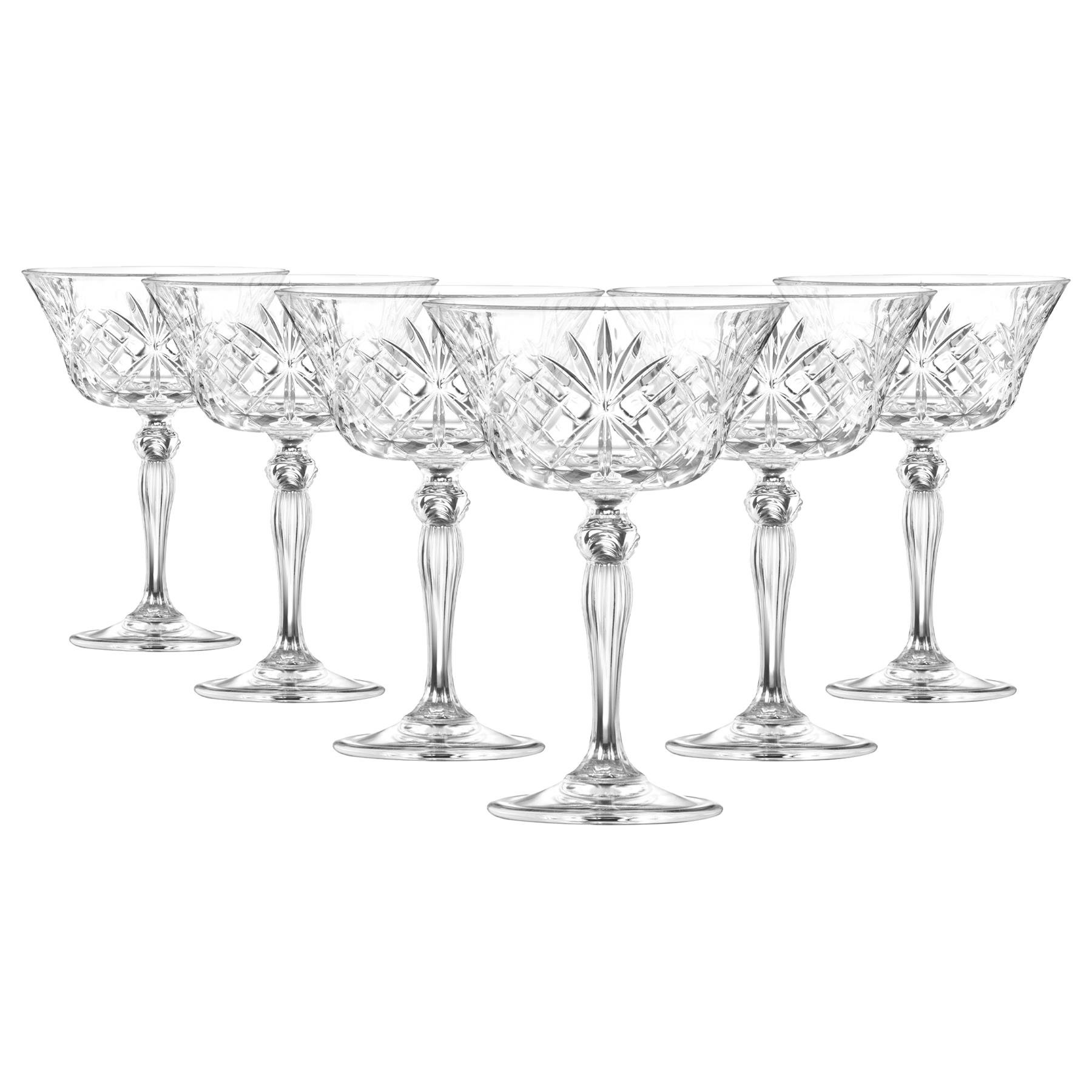 RCR Crystal Melodia Glass Champagne Saucers 260ml - Pack of 6