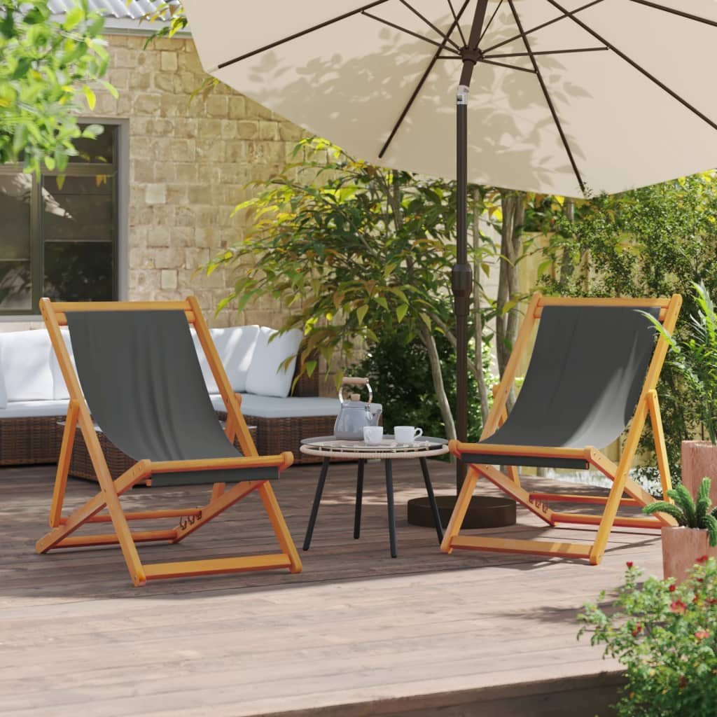 Walplus 2 Piece Fabric Folding Chairs - Grey