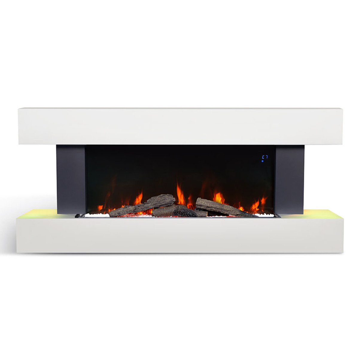 Living and Home Wall Mounted Electric Fireplace with Remote and Wi-Fi - White