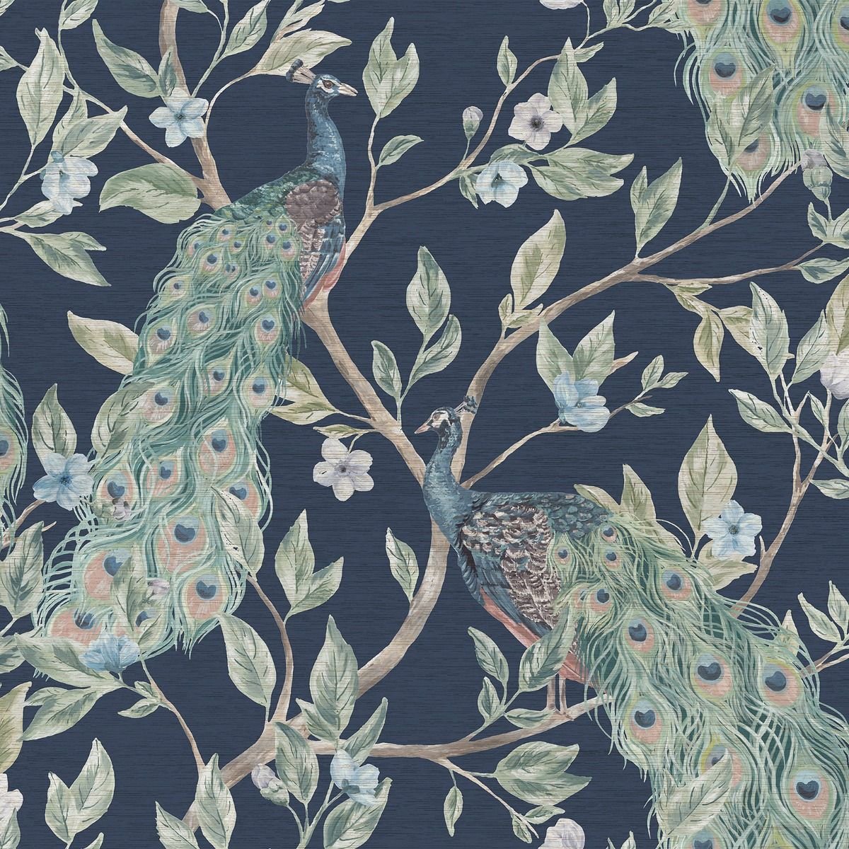 World Of Wallpaper Keeka Peacock Wallpaper - Navy