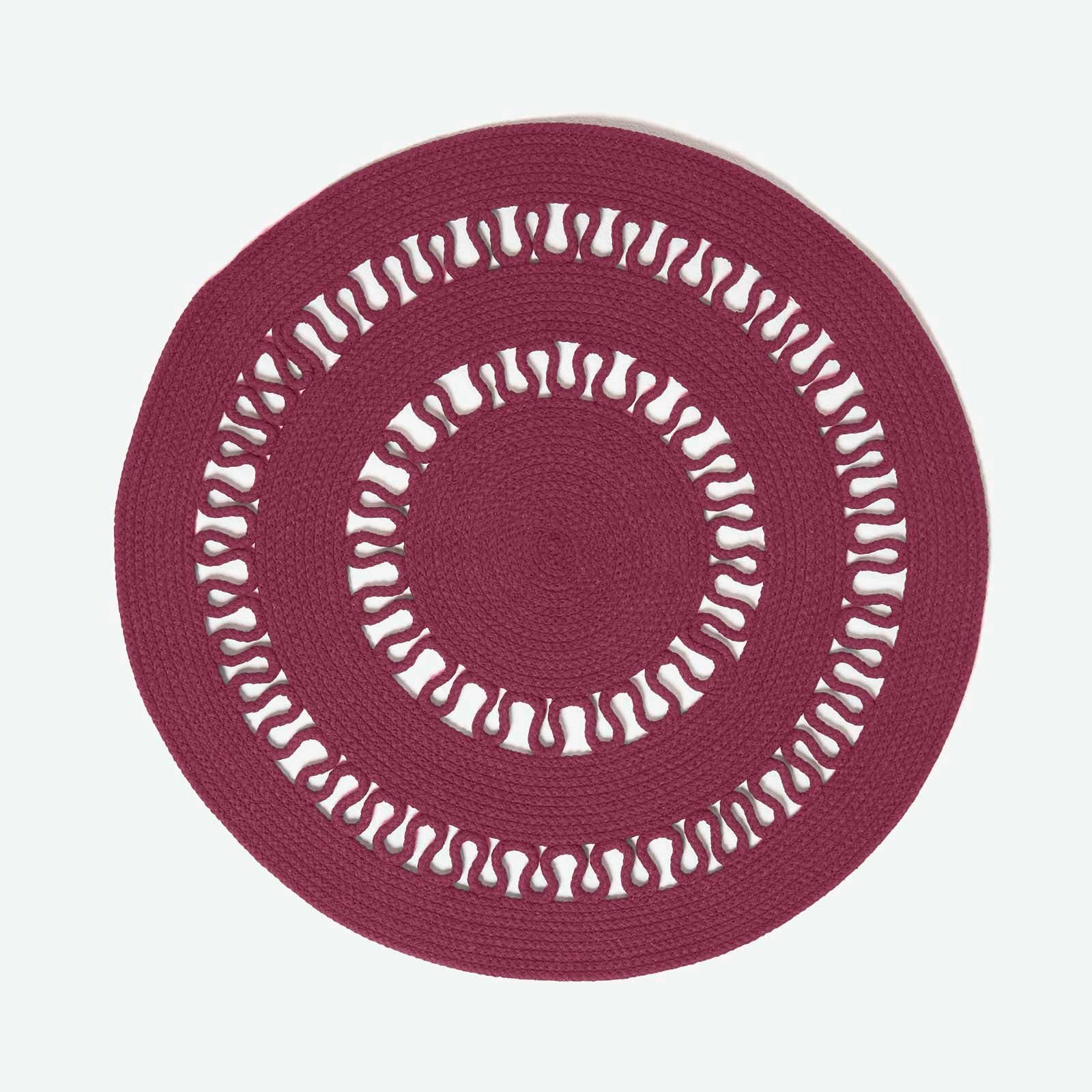 Homescapes Plum Crochet Braided Round Rug - 70cm