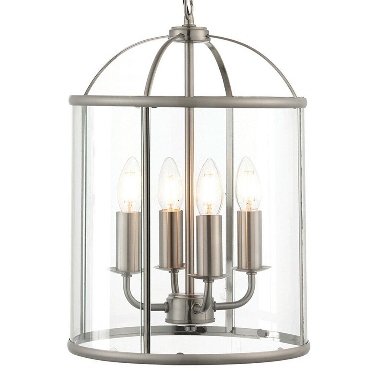 Loops Direct Steel and Glass Pendant Light - Satin Nickel and Clear Glass