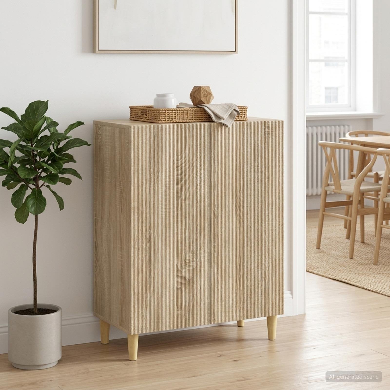 Walplus 2 Door Rectangular Sideboard - Sonoma Oak - 66 x 34.5 x 90 cm