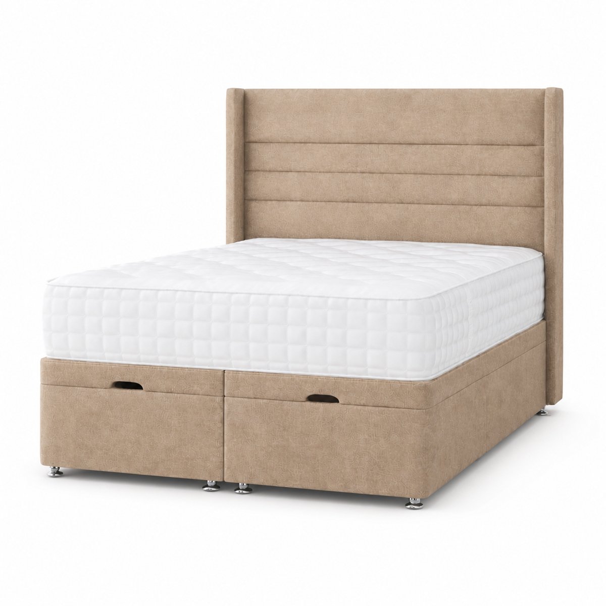 Comfy Deluxe Alpha  4ft Small Double  Ottoman End Lift  Bed Set - Naples Beige