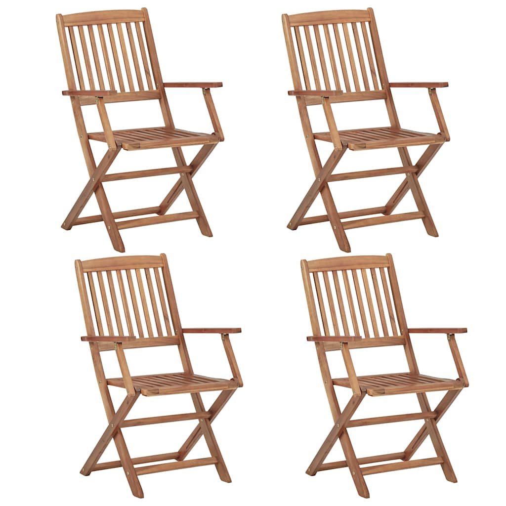 Walplus 4 Piece Solid Acacia Wood Folding Chairs - Brown