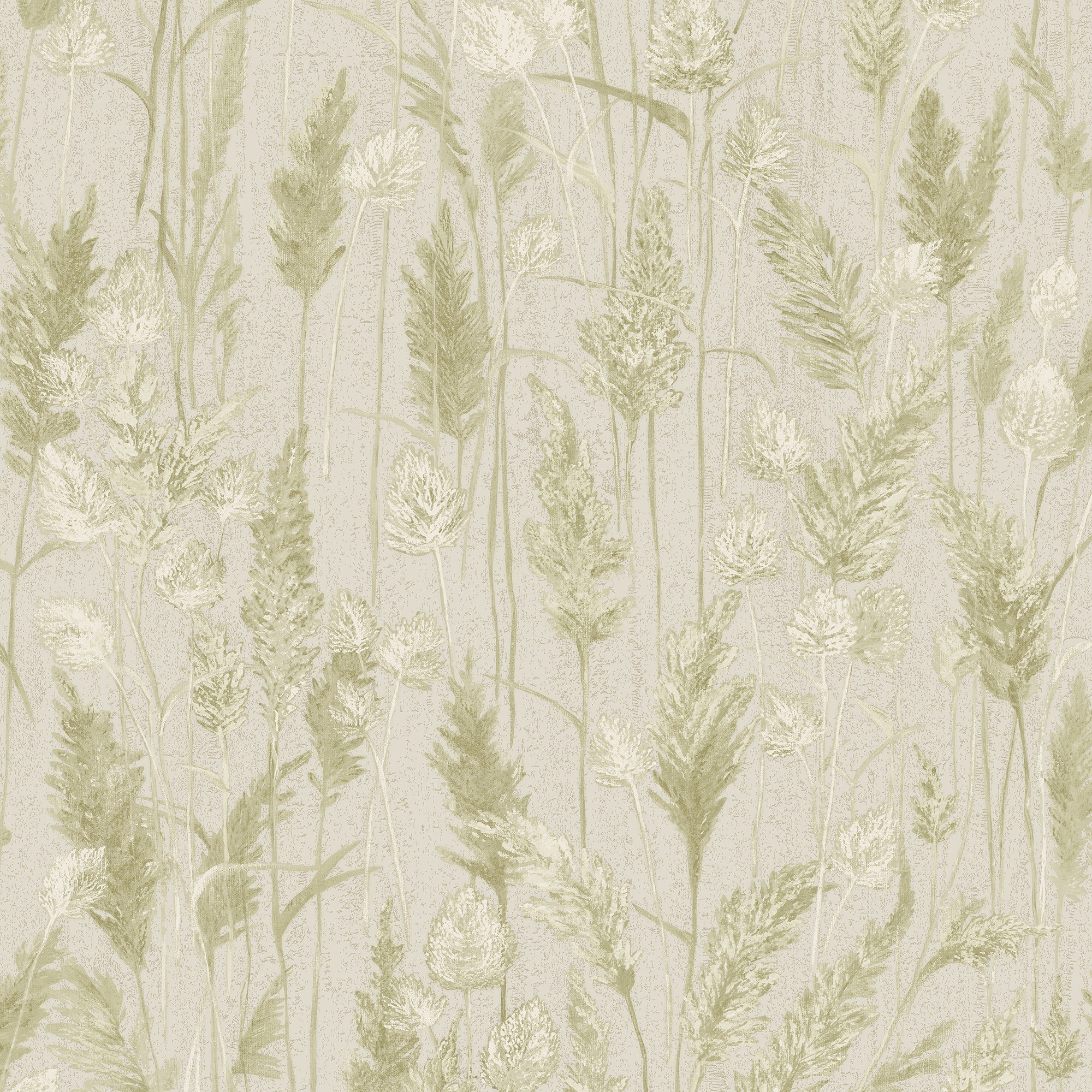 Grandeco Meadow Grasses Blown Vinyl Wallpaper -  Green