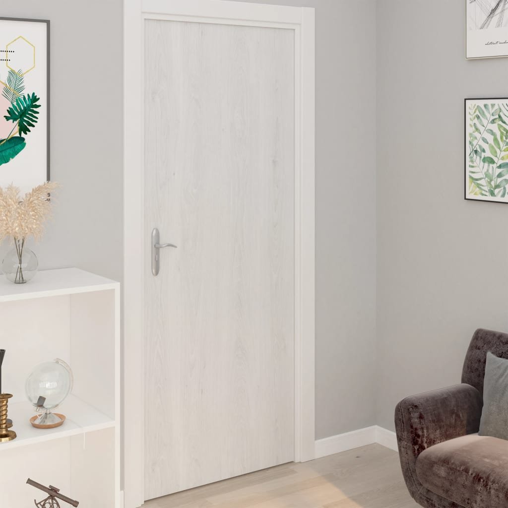 Walplus Pack of 2 PVC Self-adhesive Door Films - White Wood - 210 x 90 cm