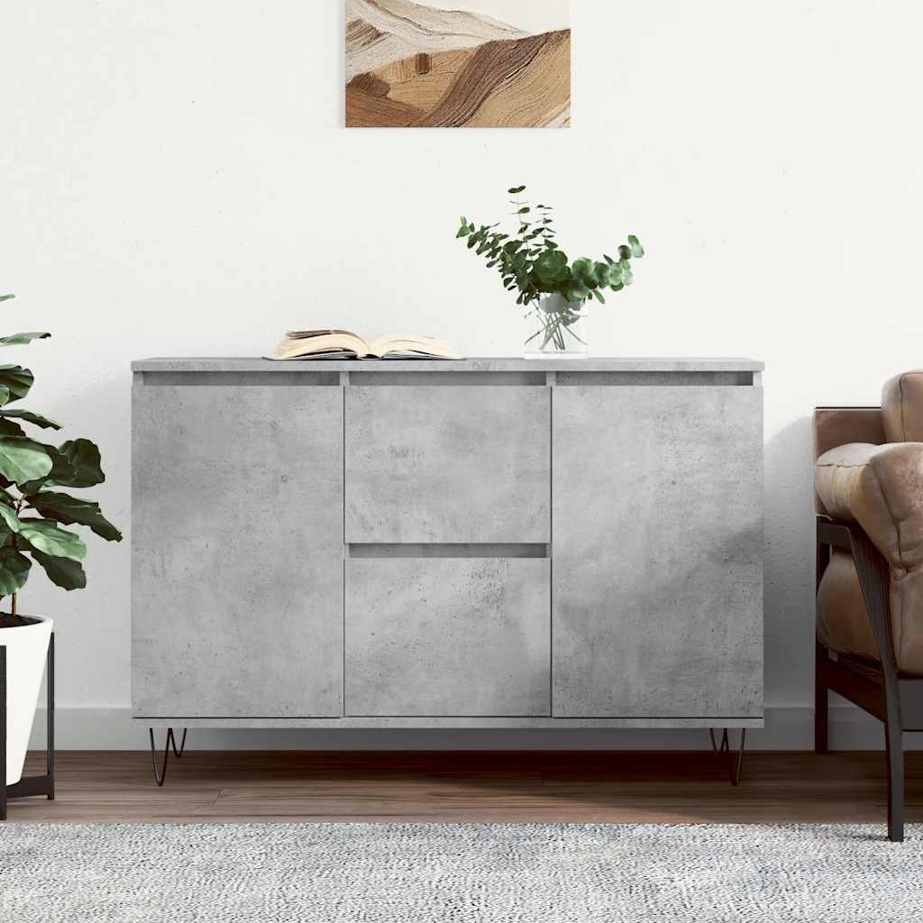 Walplus Engineered Wood Storage Sideboard - Concrete Grey - 101.5 x 35 x 70 cm