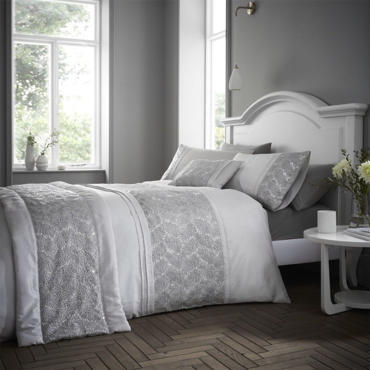 Portfolio Home Rouen Silver Duvet Cover Set - Double