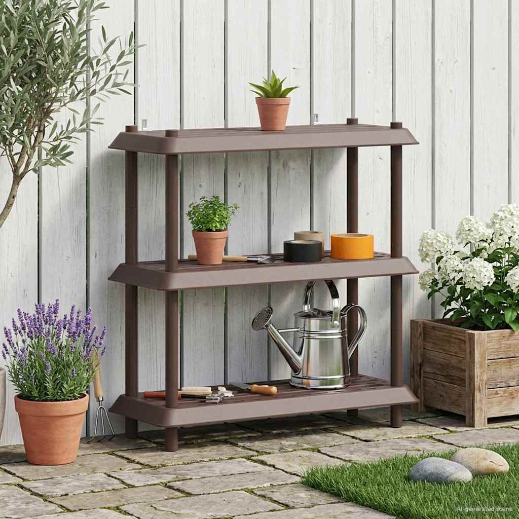 Walplus 3 Tier Shelving Unit - Brown - 100 x 40 x 96 cm