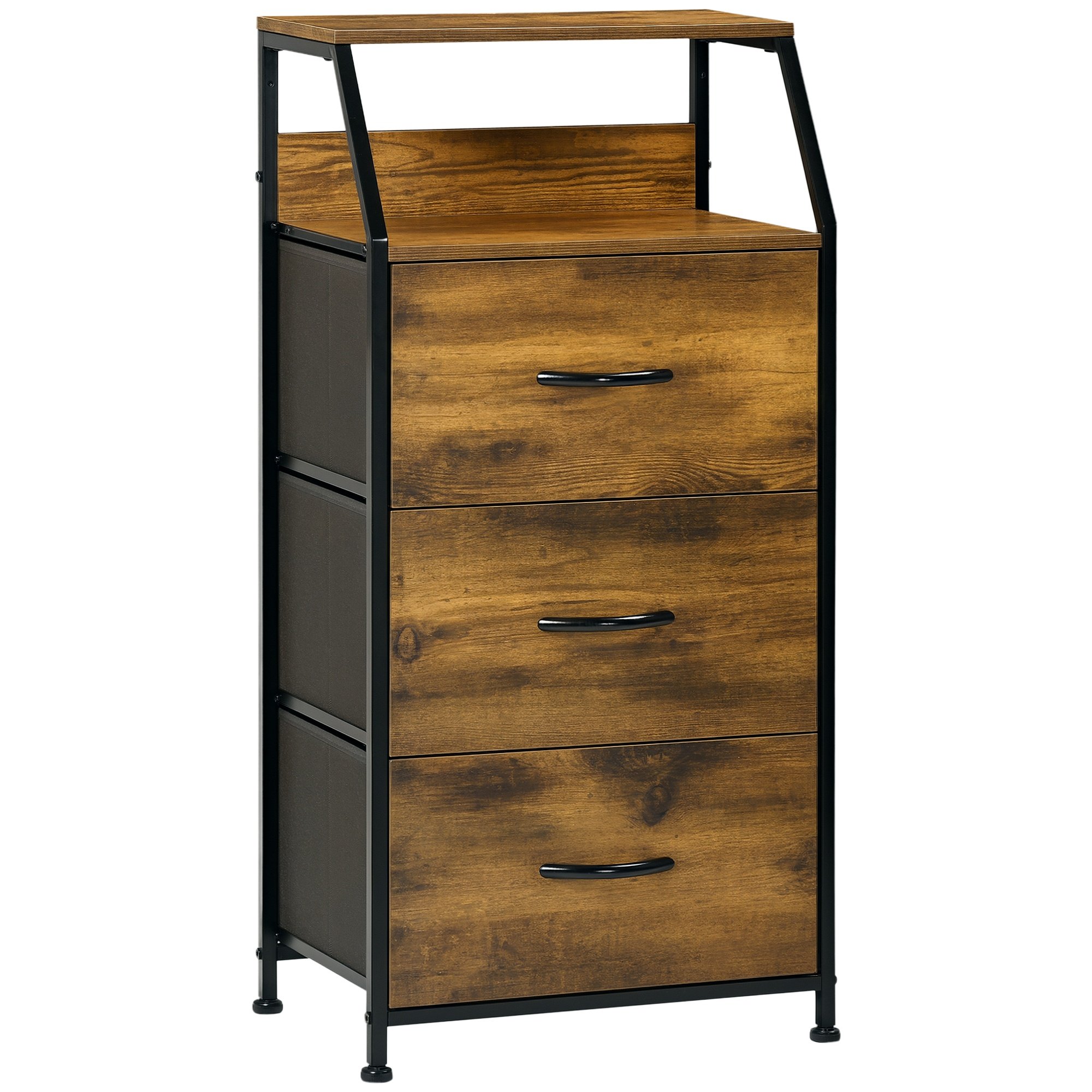 HOMCOM Industrial Storage Cabinet with Display Shelves - Rustic Brown