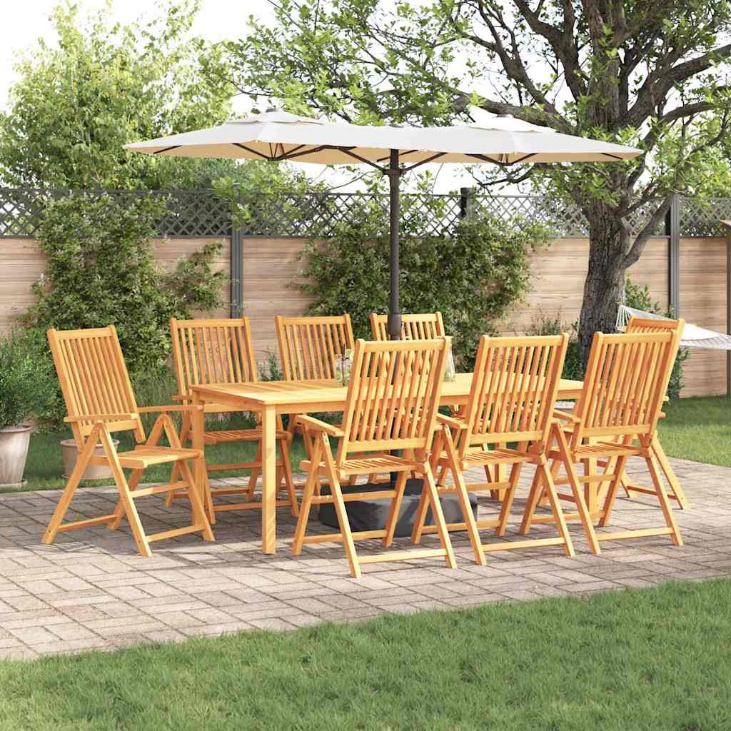Walplus 9 Piece Acacia Wood Garden Dining Set - Brown - 200 x 100 x 74 cm