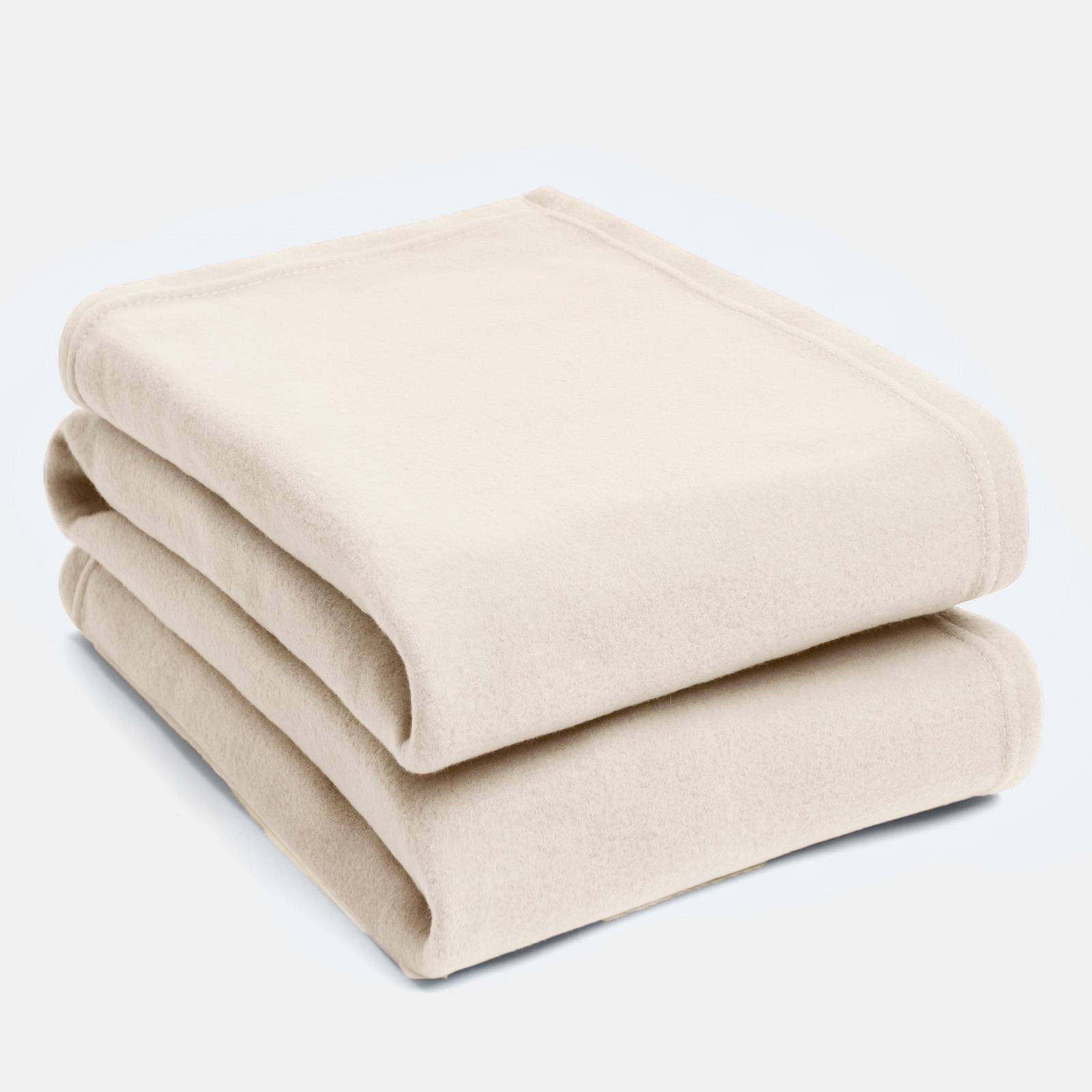 OHS Plain Fleece Blanket Throw 200 x 240cm - Natural