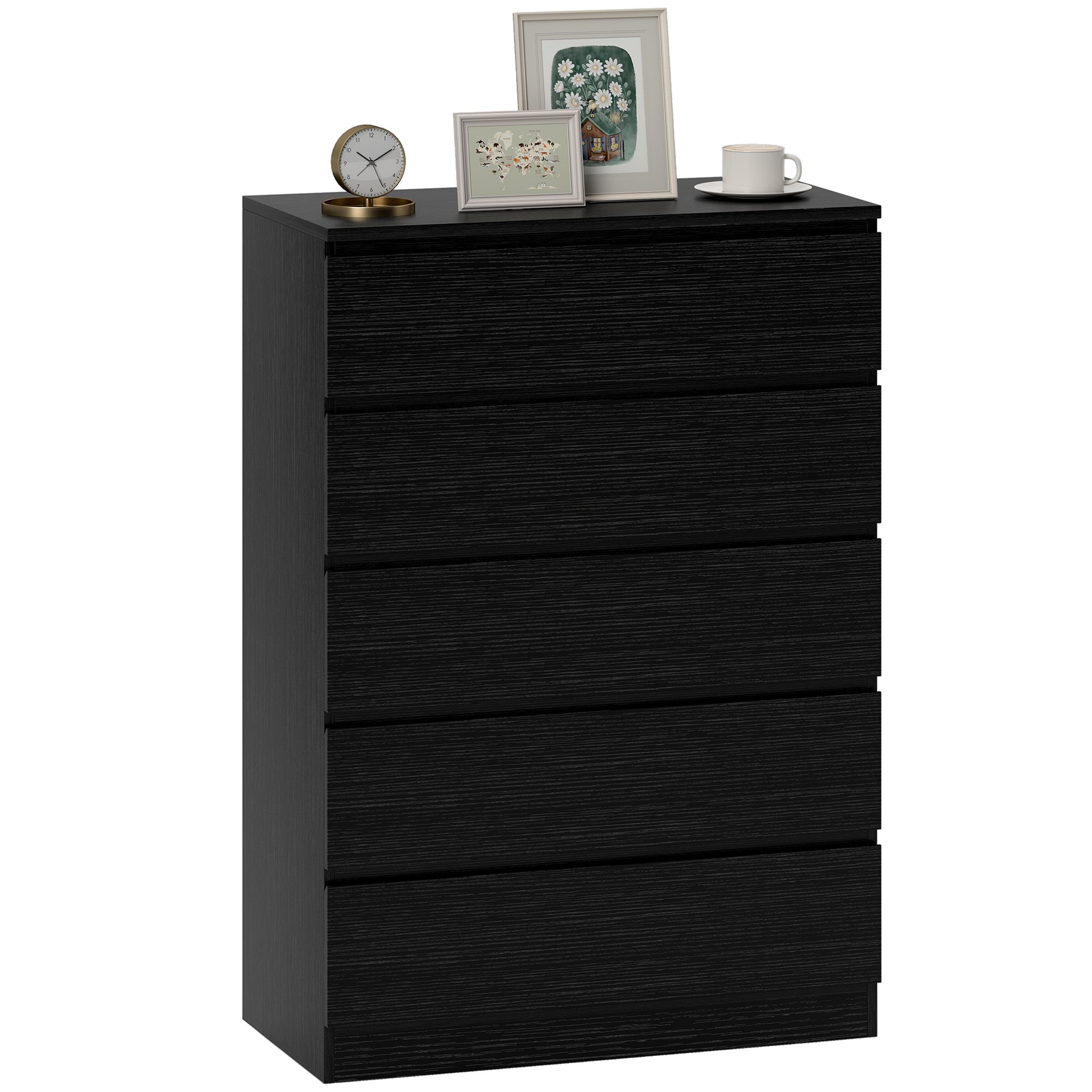 HOMCOM Modern 5 Drawer Chest - Black