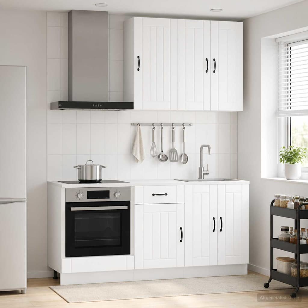 Walplus 5 Piece Engineered Wood Kitchen Unit Set - White