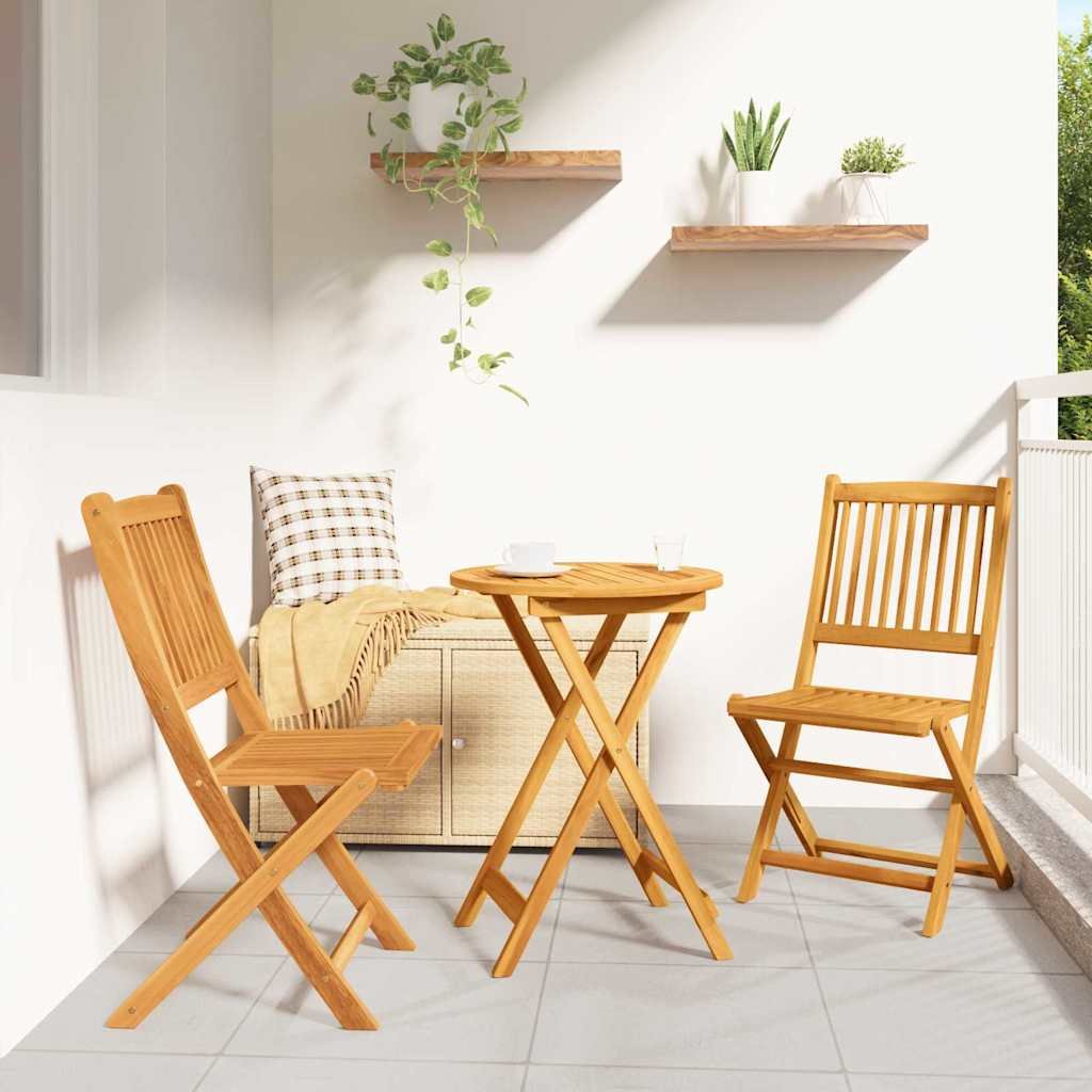 Walplus 3 Piece Solid Acacia Wood Bistro Set - Brown - 55 x 55 x 74 cm