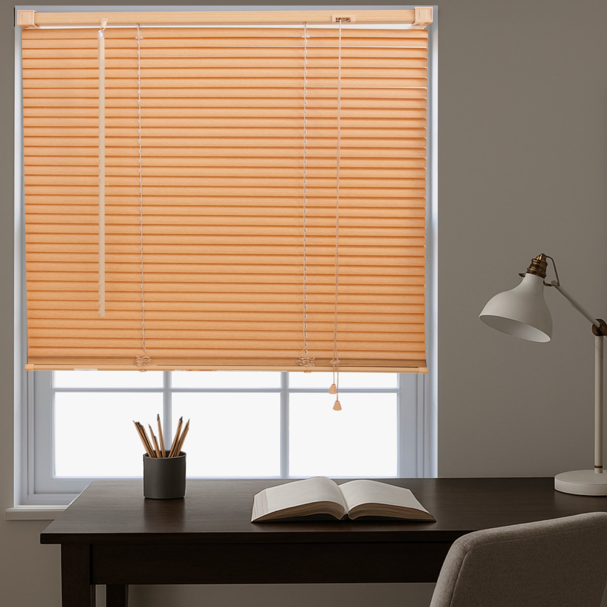 Furnished Teak PVC Venetian Blind - 45 x 150cm