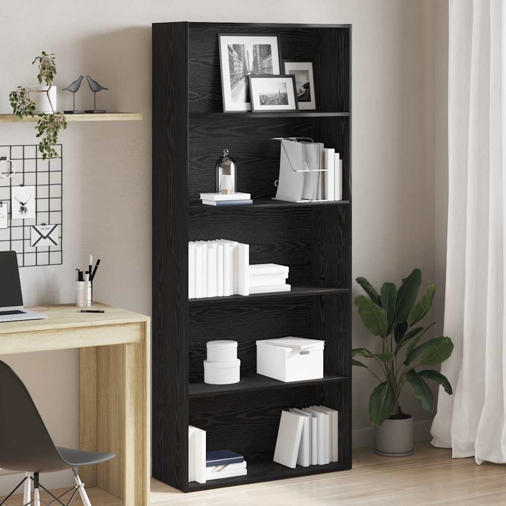 Walplus Engineered Wood Book Cabinet - Dark Oak - 80 x 30 x 189 cm