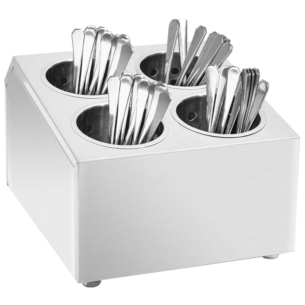 Walplus 4 Compartment Stainless Steel Cutlery Holder - Square