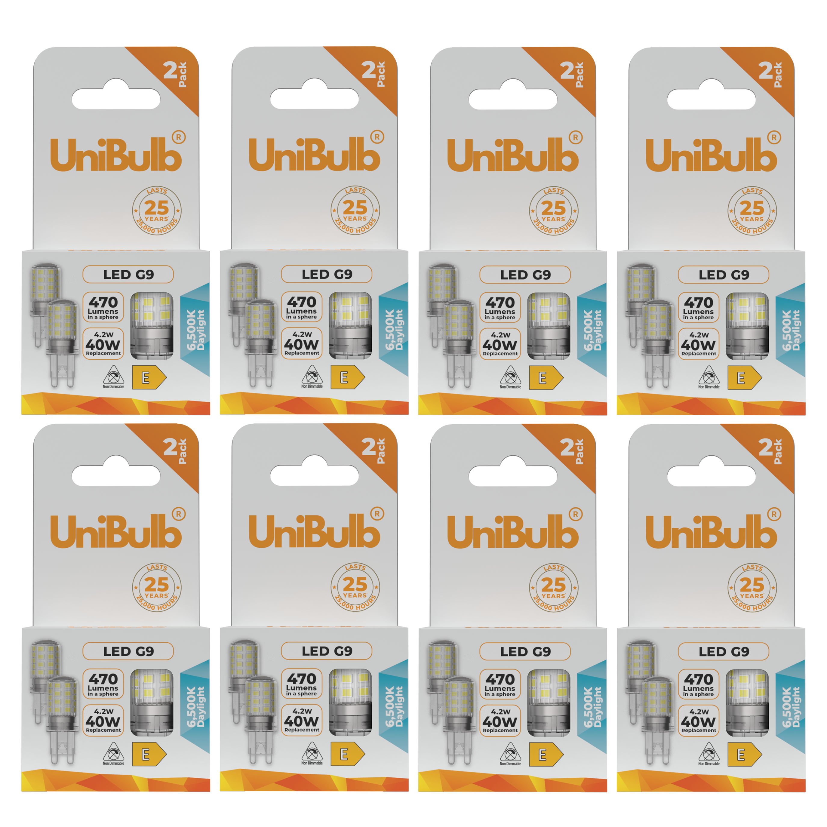 UniBulb 4.2W LED Daylight Capsule G9 Light Bulb - Pack of 16