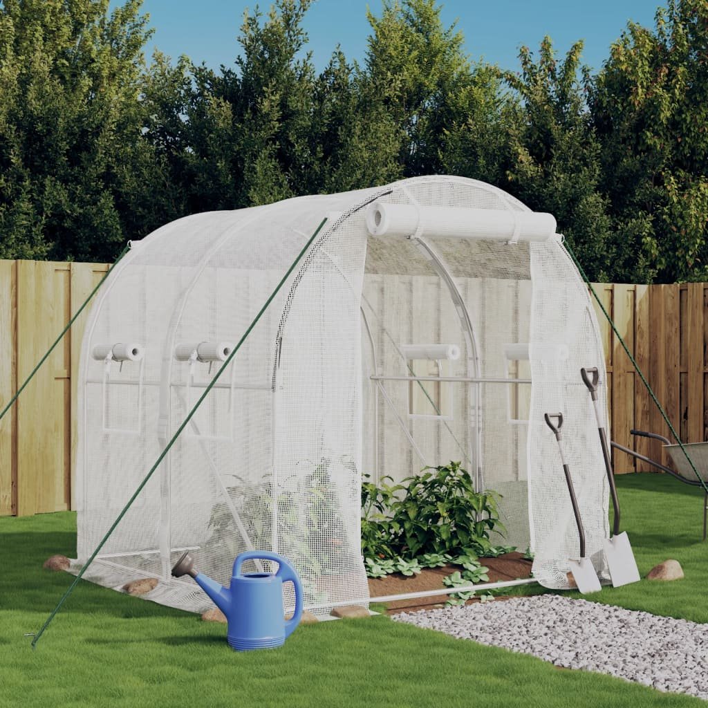 Walplus Galvanised Steel Greenhouse with Frame 4 M² - White - 200 x 200 x 200 cm