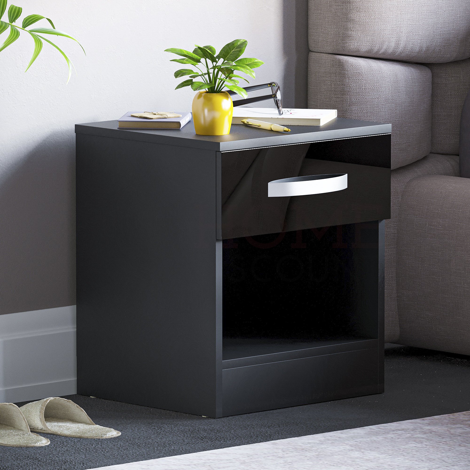 Vida Designs Hulio 1 Drawer Bedside Cabinet - Black