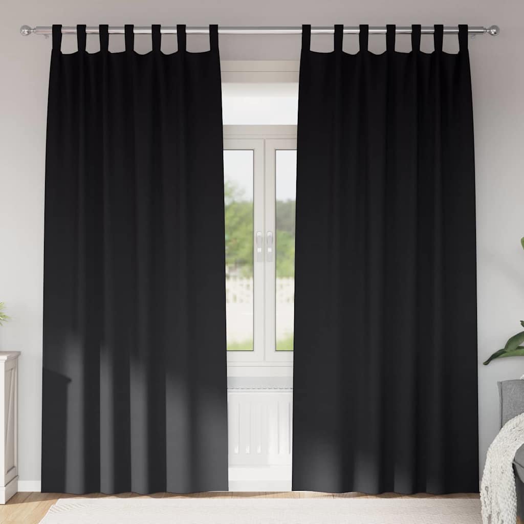 Walplus Set of 2 Ring Top Blackout Curtains - Black - 260 x 140 cm